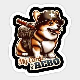 Corgi Soldier Sticker